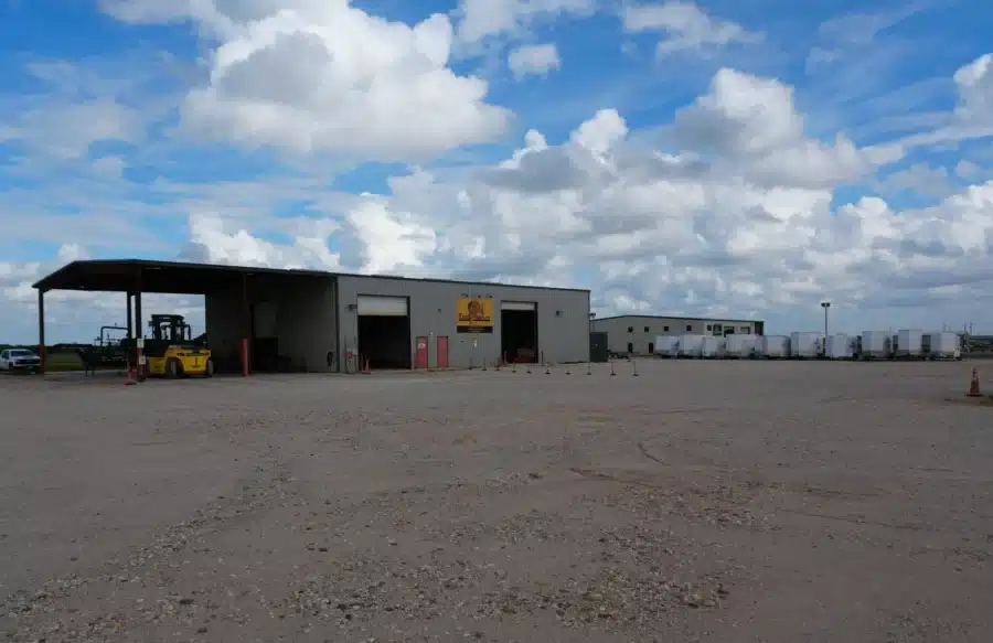 The Tiger Safety Rentals yard and shop building in Dilley, Texas