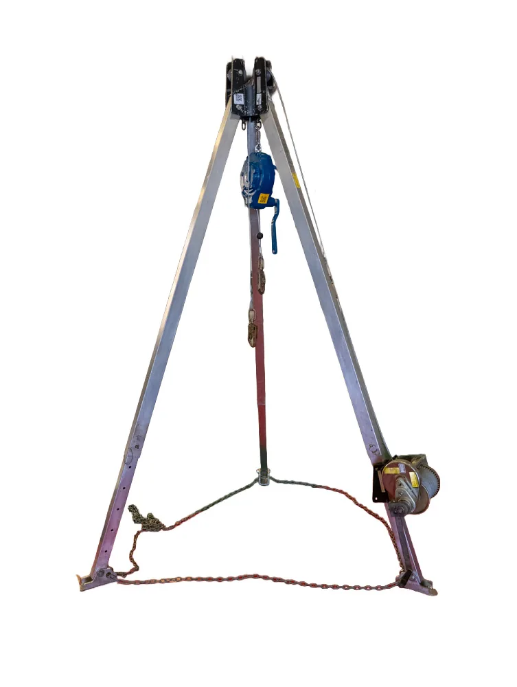 Confined space entry tripod with winch and retrieval block for non-entry rescue